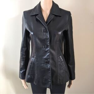 Bod & Christensen genuine leather black jacket, women's size 4
